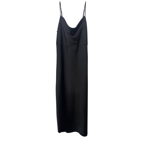 Becool Dresses & Skirts - Becool Black Cowl Neck Satin Midi Slip Dress Small Sleeveless
